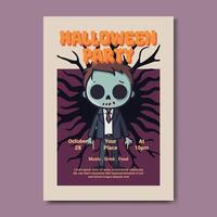 Halloween Party Invitation with Zombie Cartoon Character vector