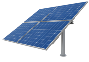 Modern solar panel array on pole stand for renewable energy and clean power generation png