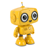 Cute Yellow Robot Toy with Large Eyes and Antenna , Playful Kawaii Style Figurine for Kids png