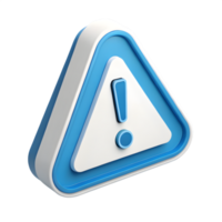 3D Triangular Warning Sign Icon , Blue and White Exclamation Mark in Minimalist Design png