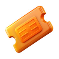 Plastic Orange Ticket Stub 3D Render , Vibrant Gradient with Shiny Surface and Minimalist Design png