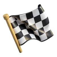 Waving Checkered Flag 3D Render of Racing Victory with Black and White Squares png