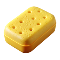Yellow Rectangular Cleaning Sponge , Realistic Porous Household Tool Rendering png