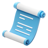 Blue Scroll Icon , 3D Minimalist Ancient Document with White Edges and Digital Design Aesthetic png