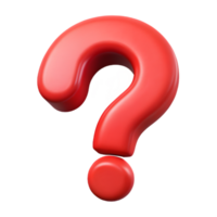 Red Question Mark 3D Render , Glossy Surface with Vibrant Color and Iconic Symbolic Design png
