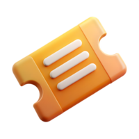 Orange Plastic Ticket Stub , Glossy 3D Icon with White Stripes and Retro Minimalist Design png