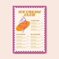 ice cream shop menu template vector