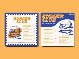 Burger Restaurant Menu Price List Square Banner Social Media vector