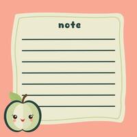 Cute fruit notepad on a pink background vector