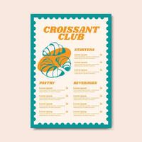 Croissant Bakery Menu Price List vector