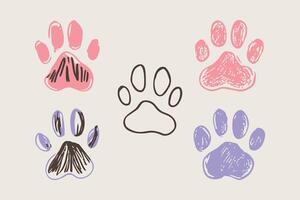 Collection of colorful paw prints art vector