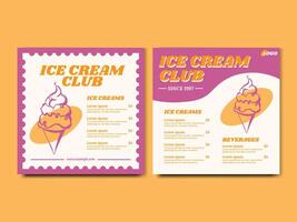 Ice Cream Club Menu Design in Square Banner vector