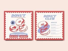 Donut Shop Flyer and Menu Price List Square Banner vector