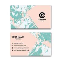 Business card design with marble texture and contact information. vector