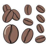Collection of coffee beans in different positions vector