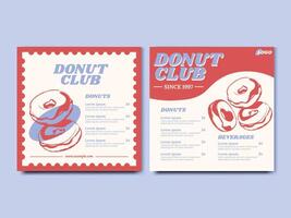 Donut Shop Menu Price List Square Banner Social Media vector