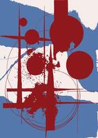 Abstract Geometric Composition in Red and Blue vector
