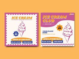 Ice Cream Club Promotion Advertisement Square Banner vector