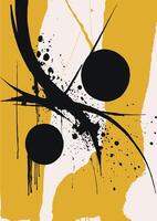 Abstract Composition with Black Shapes and Yellow Background vector