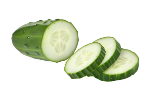 Bright fresh cucumber slices arranged neatly with focus on green textures and white minimalist style png