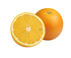Juicy orange fruit and fresh sliced half on clean background highlighting vibrant citrus color png
