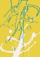 Abstract composition with yellow background and blue, white paint splatters vector