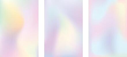 set of holographic gradient background vector