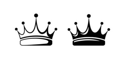 Two crowns are shown in black and white vector