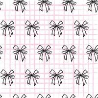 Pink Coquette Bow Ribbon Seamless Pattern on Grid Background. Combines delicate bows with a subtle grid background, Chic and coquette-inspired pattern for youthful and feminine vibe vector