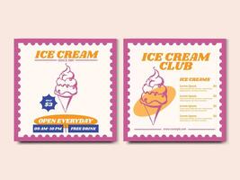 Ice Cream Promotion Retro Advertisement Square Banner vector