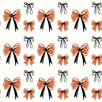 Red coquette Bow Ribbon Seamless Pattern Background Vintage Bow and Hand-Drawn Ribbon Design. Unique print combines classic bows with delicate, sketch-style ribbon elements. vector