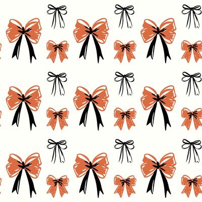 Red coquette Bow Ribbon Seamless Pattern Background Vintage Bow and Hand-Drawn Ribbon Design. Unique print combines classic bows with delicate, sketch-style ribbon elements.