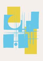Abstract Geometric Composition with Blue and Yellow Shapes vector