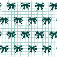 Blue Coquette Bow Ribbon Seamless Pattern on Grid Background. Combines delicate bows with a subtle grid background, Chic and coquette-inspired pattern for youthful and feminine vibe vector