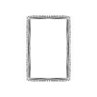 A rectangular border frame with a rustic edge and dashes. Hand drawn in black. vector