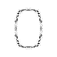 A curved rectangular border frame with a curved top and edges with a rustic edge and dashes. Hand drawn in black. vector