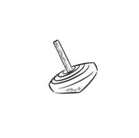 A spinning top hand drawn in black and white . Child's toy. vector