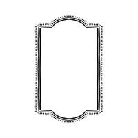A rectangular border frame with a curved top and bottom with a rustic edge and dashes. Hand drawn in black. vector