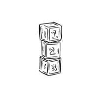 Three children's stacking blocks with numbers 1, 2 and 3. vector