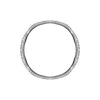 A modern circular sketched border with rustic line and dashes. Hand drawn in black. vector