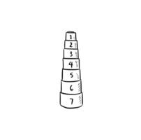 Stacking cups with numbers. Baby toy, infant game vector