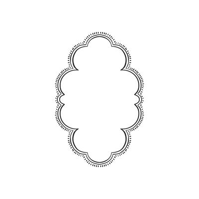 A scalloped edge border for invitations or signage. Hand drawn in sketchy style with dashes and decorative elements.