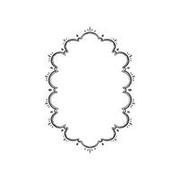 A scalloped floral edge border for invitations or signage. Hand drawn in sketchy style with dashes and decorative elements. vector