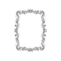 A decorative border featuring sea life elements and flourishing waves, fins, shells and more. Line drawn edge. vector