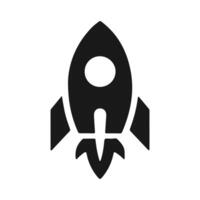 A bold black rocket design with sharp fins and a pointed nose, standing out against a clean white background vector