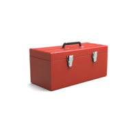 Red metal toolbox storage container equipment organizer for tools and hardware organization and storage on transparent background png