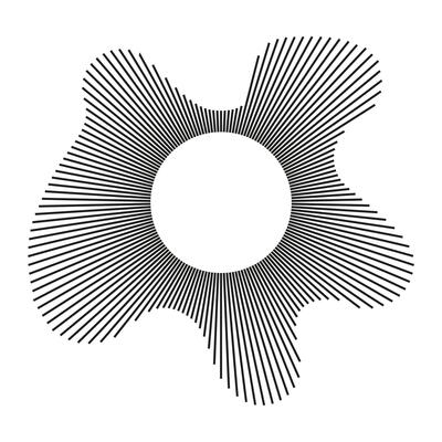 Circular wave. Sound ring lines pattern. Radial frame. Wavy frame. Radial ray. Black wavy design mockup. Equalizer logo radial spectrum. Voice flat symbol. Depicting audio music simple icon.