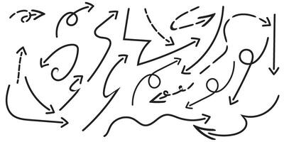 set of hand drawn arrow icons in various shapes and styles on a white background vector