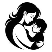 a mother and child silhouette on a white background vector