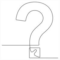 Simple continuous line drawing of question mark isolated vector